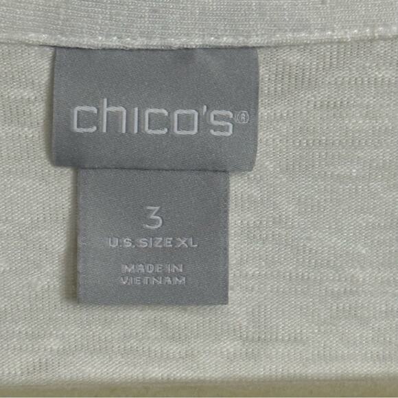 Chicos White Linen Polo knit top blouse size XL 3 - Picture 4 of 6